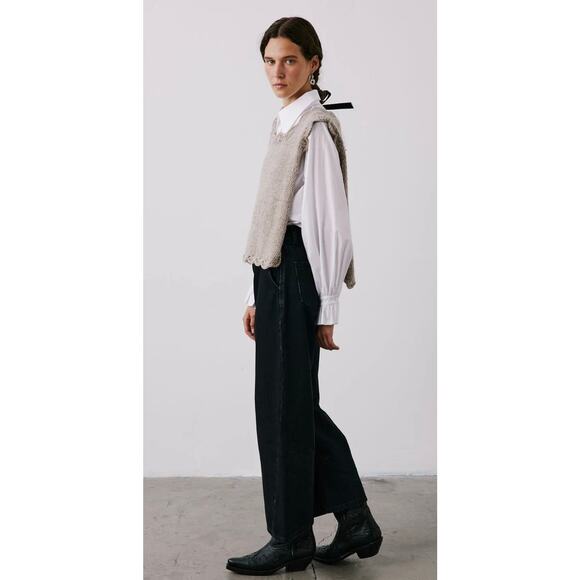 Anthropologie Seasonal Symphony Fidelio Poncho Vest Knit Virgin Wool Brown Tan - Picture 2 of 7